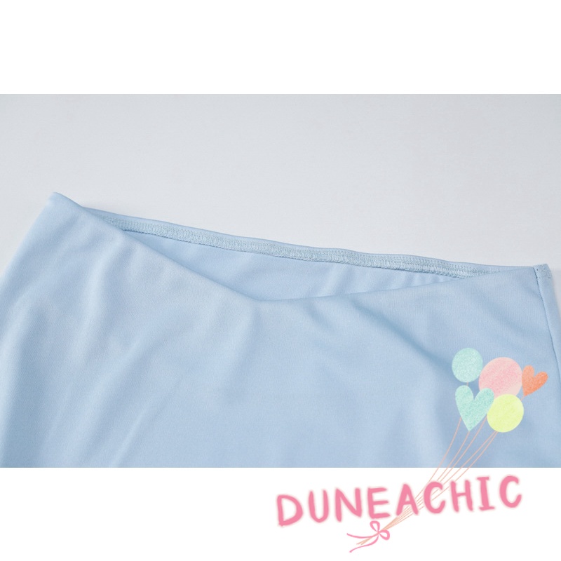 DUNEA Set đồ gồm áo màu trơn và chân váy lưng cao thời trang cho nữ