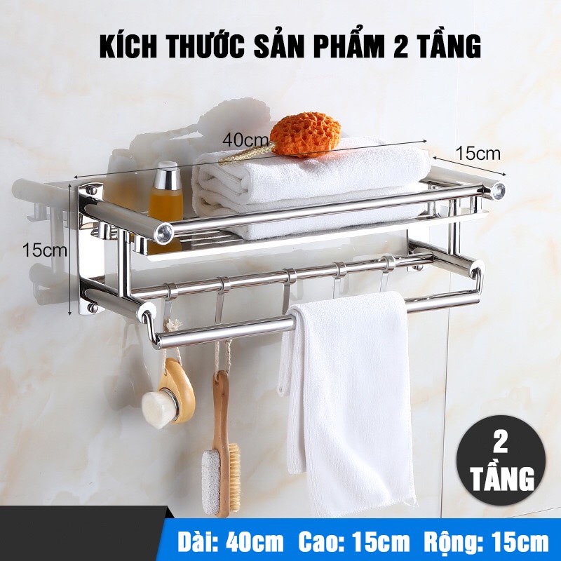 Kệ Để Đồ Nhà Tắm 3 tầng Inox 304 Siêu Bền, Kệ Phòng Tắm Treo Khăn Tắm 3 Tầng Lắp Đặt Dán Tường Tiện Lợi