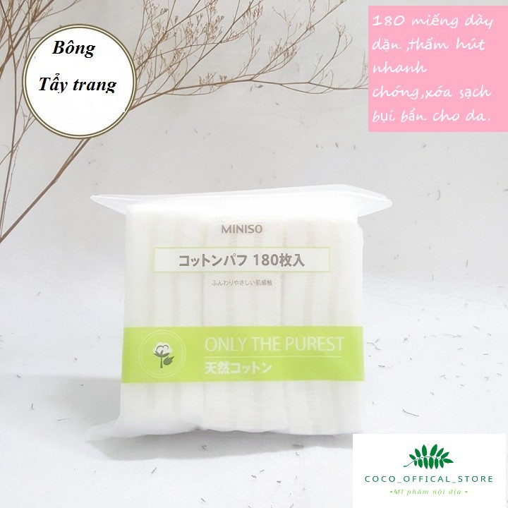 Bông Tẩy Trang MINISO Nhật Bản Túi 180 Miếng