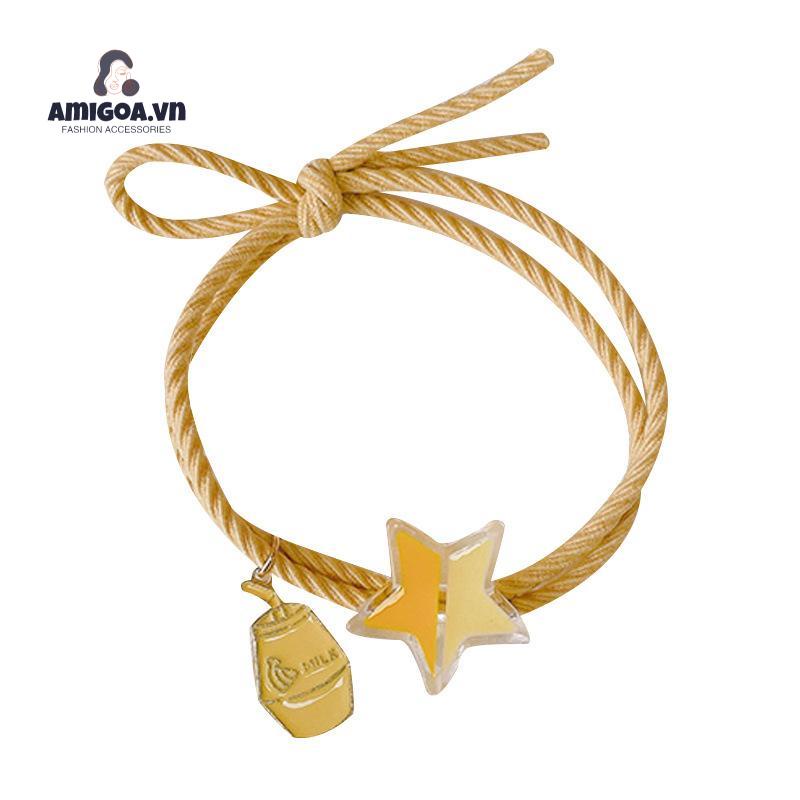 ✨✨Dây Cột Tóc Co Giãn Phối Dây Xích Họa Tiết Ngôi Sao/Cầu Vồng Hoạt Hình Đáng Yêu