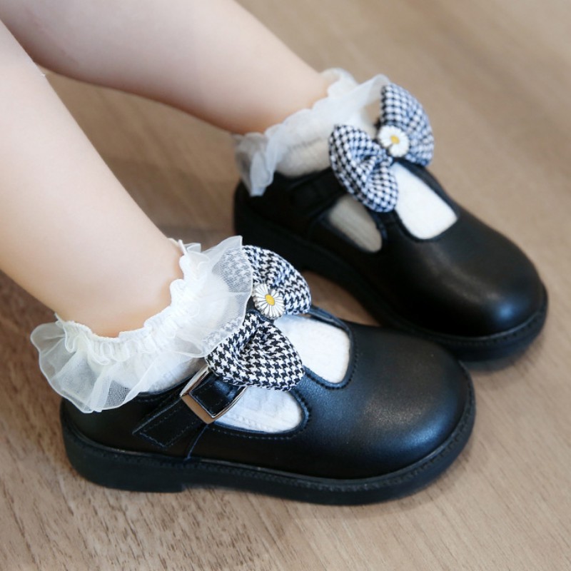 Giày búp bê đính nơ tinh tế đế mềm chống trượt thời trang cho bé gái phong cách Hàn Quốc