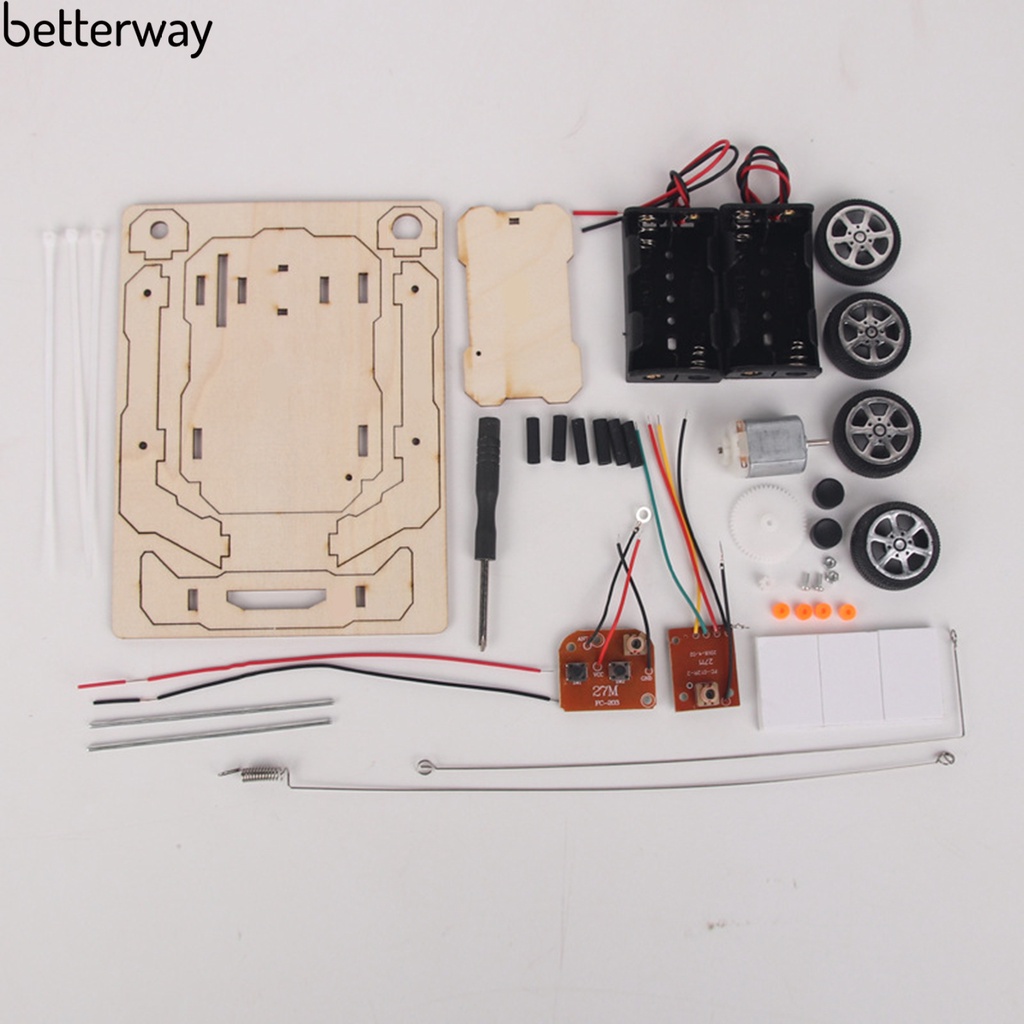 betterway Eco-friendly Science Car Model Wooden Remote Control Car Kit Brain Development for Science Lovers