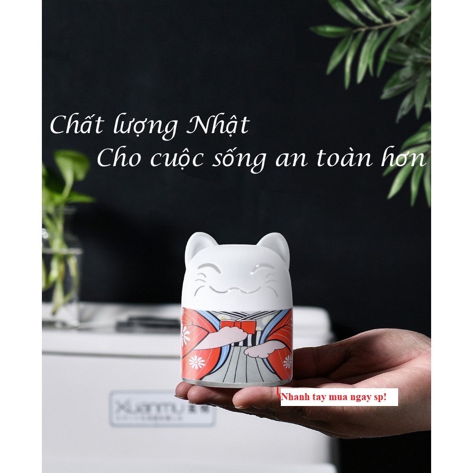 Lọ thả bồn cầu hình chú mèo Nhật Bản, diệt sạch vi khuẩn, khử mùi và toả hương thơm mát, ngăn màu ố vàng. Lọ 50g.One Mal
