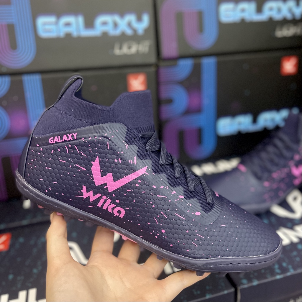 Giày Bóng Đá Giày Đá Bóng WIKA Galaxy Light Tím Than Cổ Cao Vải Sợi Dệt Ôm Chân nhẹ mềm - 2EVSHOP