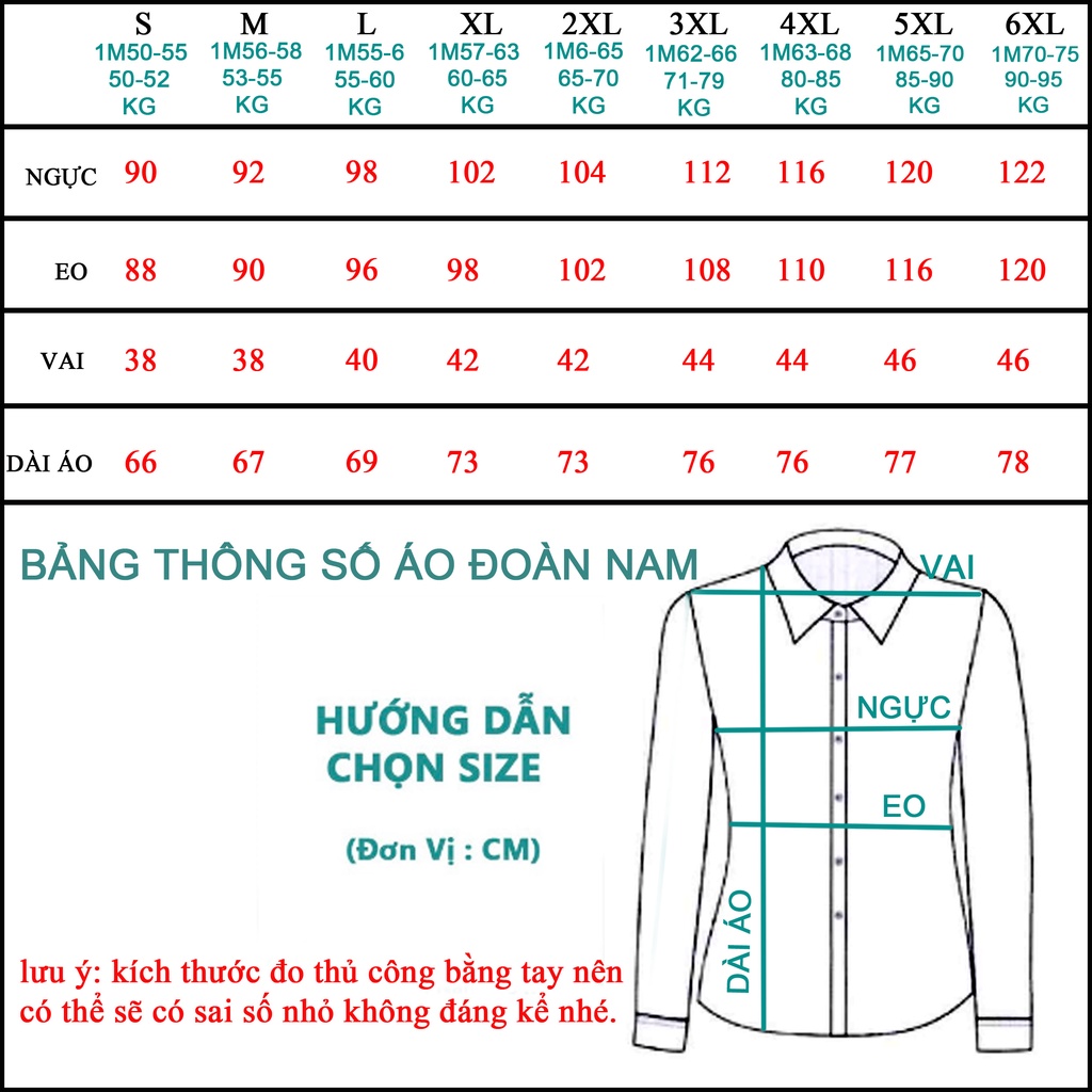 Áo sơ mi đoàn thanh niên tình nguyện cho nam tay ngắn cao cấp 50-95kg