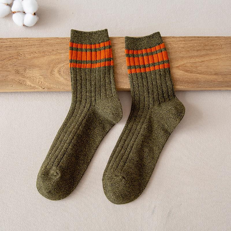Men's Striped Breathable Crew Fashion Socks Combed Cotton Stripes Casual Comfortable Long Socks Boys Hosiery Easy-matching
