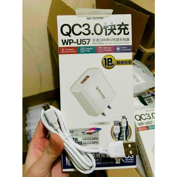 BỘ DÂY + CỦ SẠC NHANH WP - U57 SIÊU XỊN