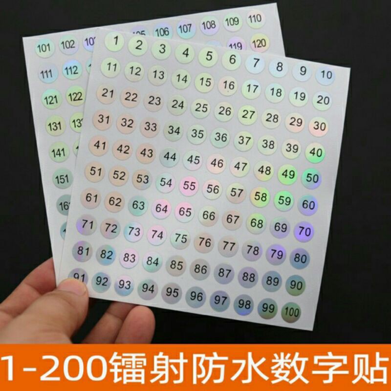 Số dán chai nước sơn - làm móng mẫu số 1-100, 101-200