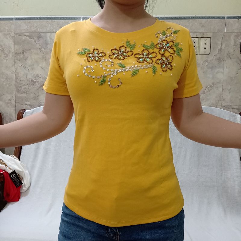 Áo Thun Nữ Thiết Kế Kết Cườm Thủ Công Đẹp ,sang Trọng