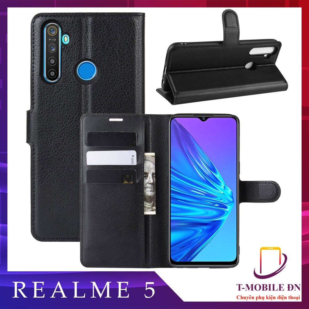 Bao da Realme 5 5i 5s 5 Pro Q, Ốp lưng da cao cấp có nắp gập và chống xem video tiện lợi cho Realme 5 5i 5s Q 5 Pro