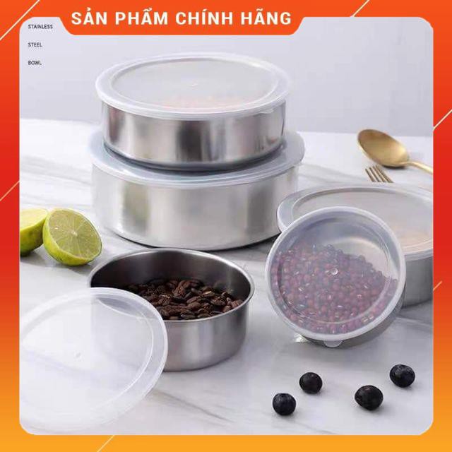 [HÀNG SIÊU TỐT] Bộ 5 bát inox có nắp đậy