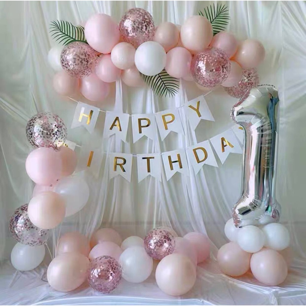 Set trang trí sinh nhật happy birthday trọn bộ tại nhà giá rẻ bé trai bé gái người lớn set up thôi nôi,bàn tiệc
