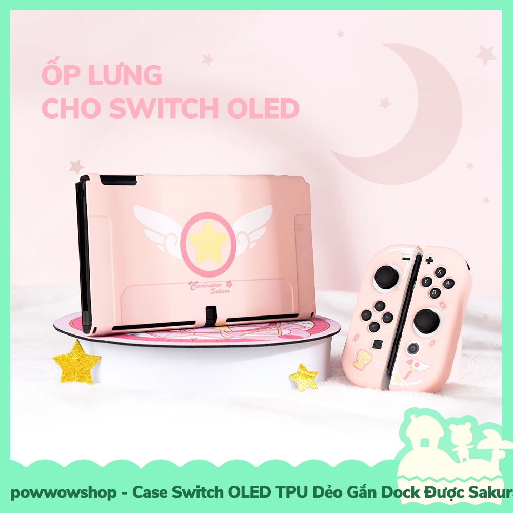 [Sẵn VN - Hỏa Tốc] Case OLED (Gắn Dock Được) Case Ốp TPU Dẻo Cho Máy Game Nintendo Switch OLED Mẫu Sakura Ceberus
