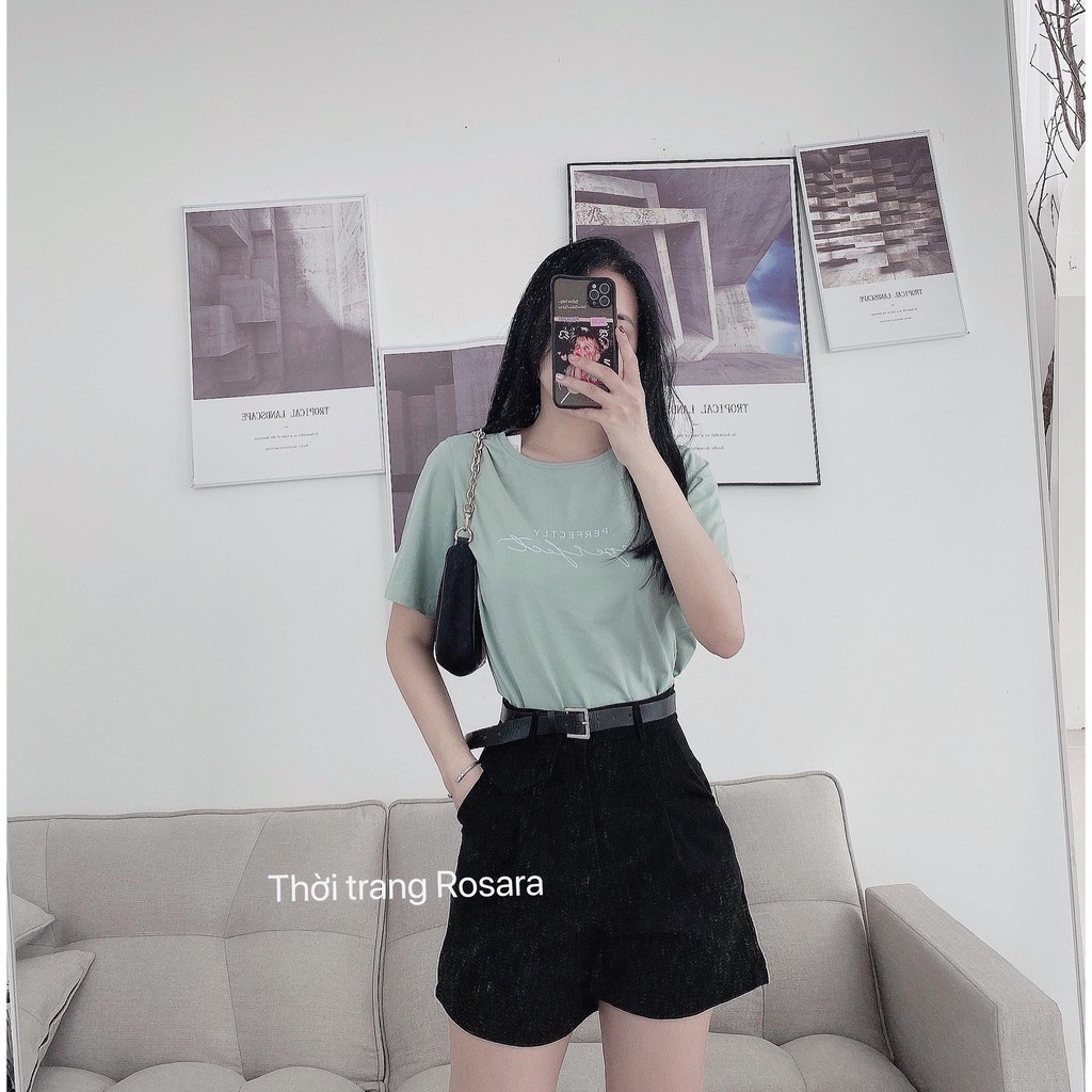 Quần đùi sooc nữ cạp cao kèm đai năng động thời trang Rosara Q01