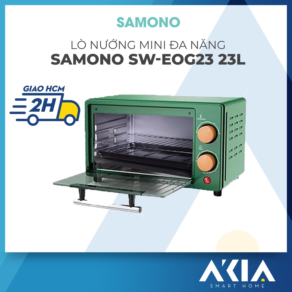 Lò nướng mini đa năng Samono SW-EOG23 sang trọng, phù hợp cho căn hộ nhỏ, nhiều tầng dung tích 23L, Màu xanh BH 12 tháng