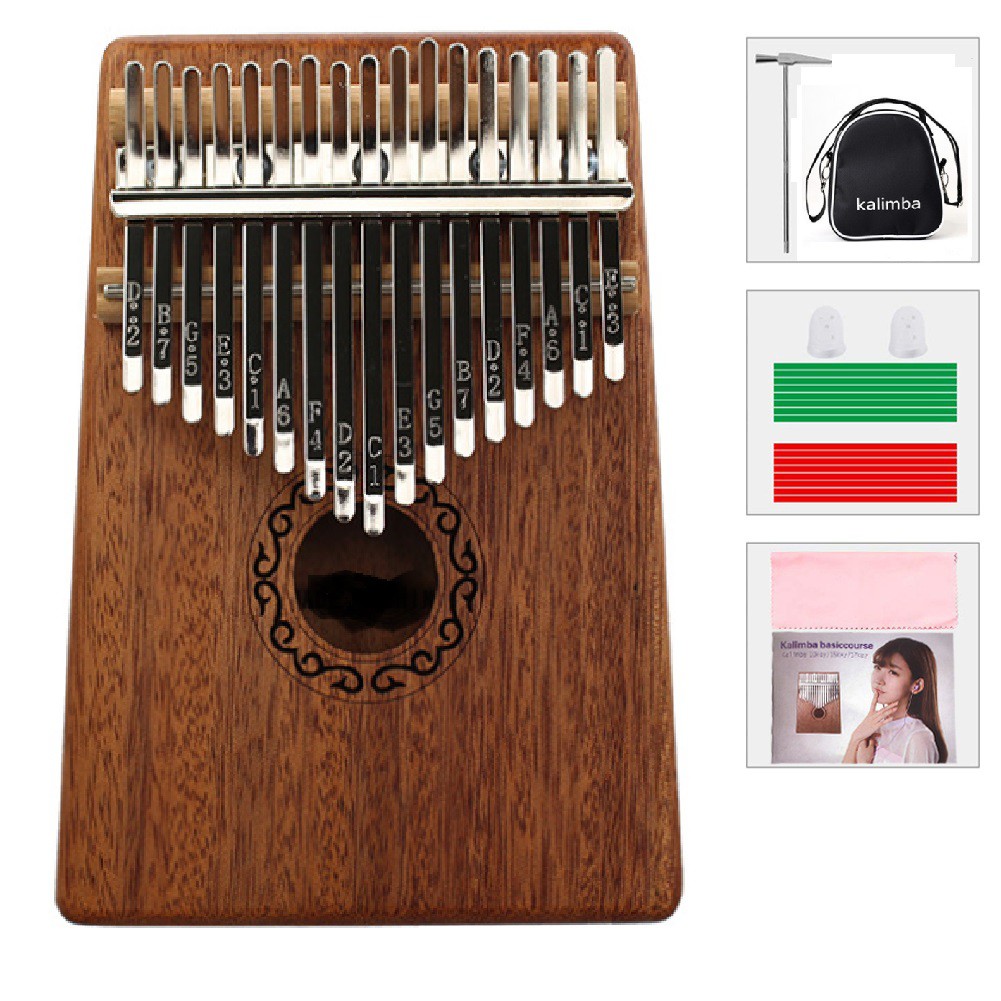 [CÓ SẴN] Kalimba 17 phím âm chuẩn, đầy đủ búa chỉnh âm, bao đựng đàn, stick dán màu