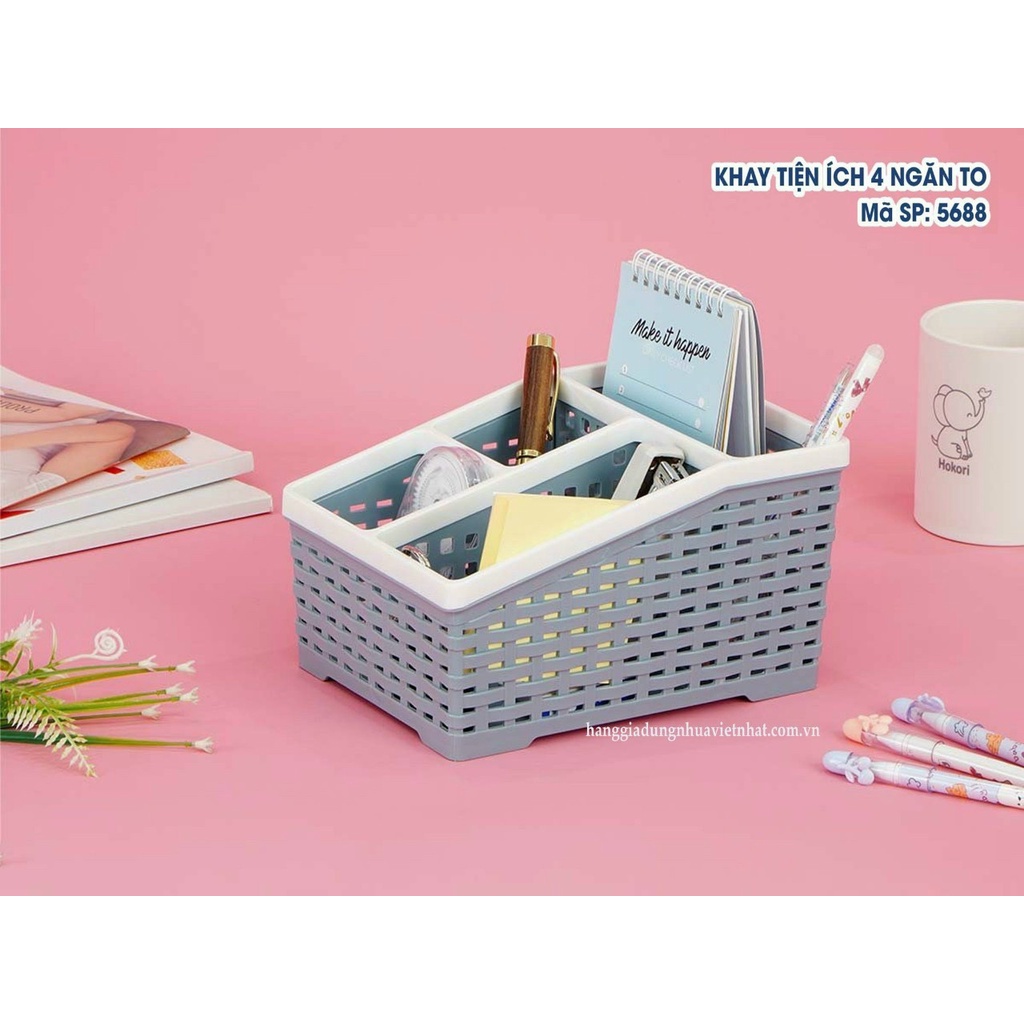 Khay Đựng Bút Viết 4 Ngăn Loại Lớn - Kèm Ảnh Thật