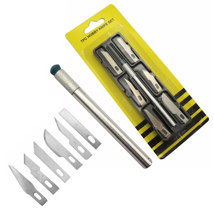 Dao khắc trổ kỹ thuật có 6 lưỡi phụ đi kèm - Chuyên dụng cắt tỉa đồ thủ công, mô hình DIY