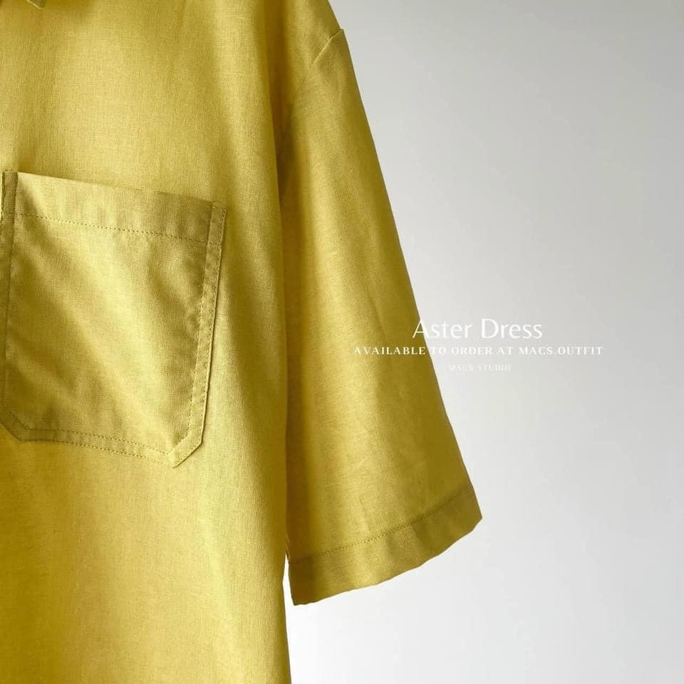 Váy sơ mi đũi vàng dáng dài dành cho nữ