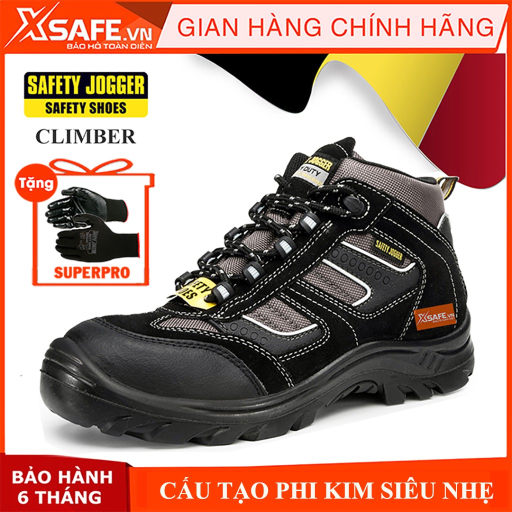 Giày bảo hộ lao động nam Jogger Climber S3 SRC da lộn bền bỉ, thoáng khí, chống nước, cấu tạo phi kim nhẹ hơn - [XSAFE]