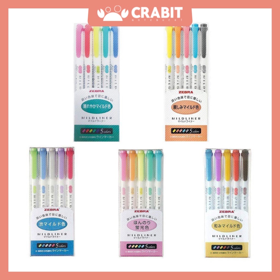 [CRABIT DEAL] Bút đánh dấu 2 đầu Zebra Mildliner Nhật Bản - Bút highlight Mildliner