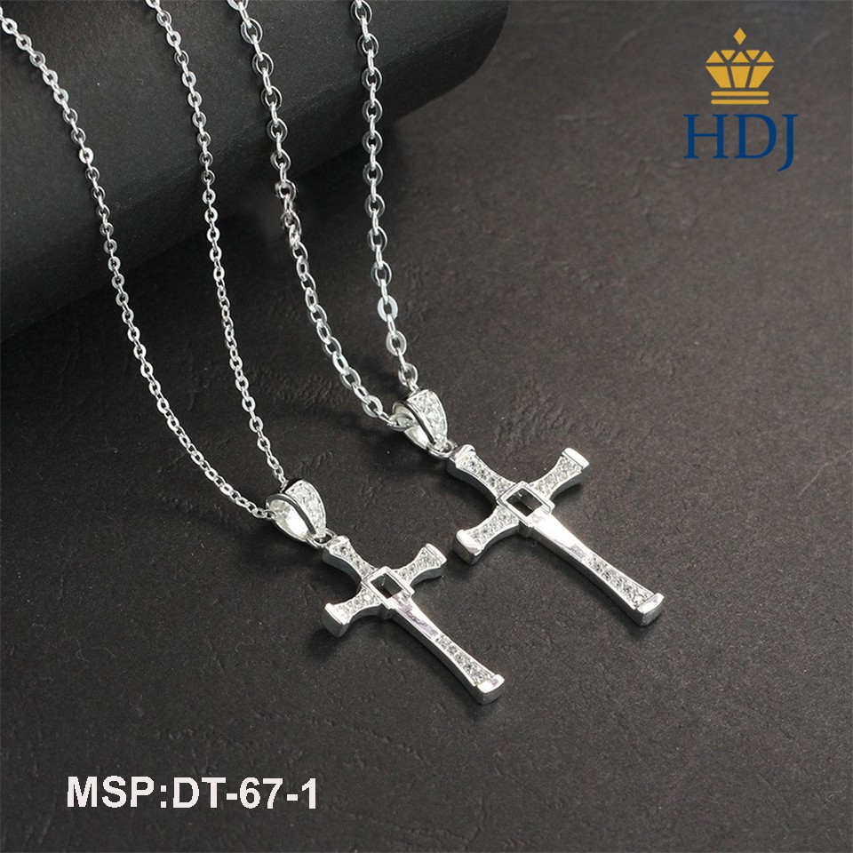 Dây chuyền cặp đôi bạc hình thánh giá đẹp trang sức cao cấp HDJ mã DT-67-1 Mới