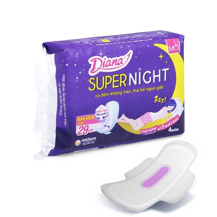 [BVS] Băng vệ sinh Diana Super Night 29cm 4 miếng