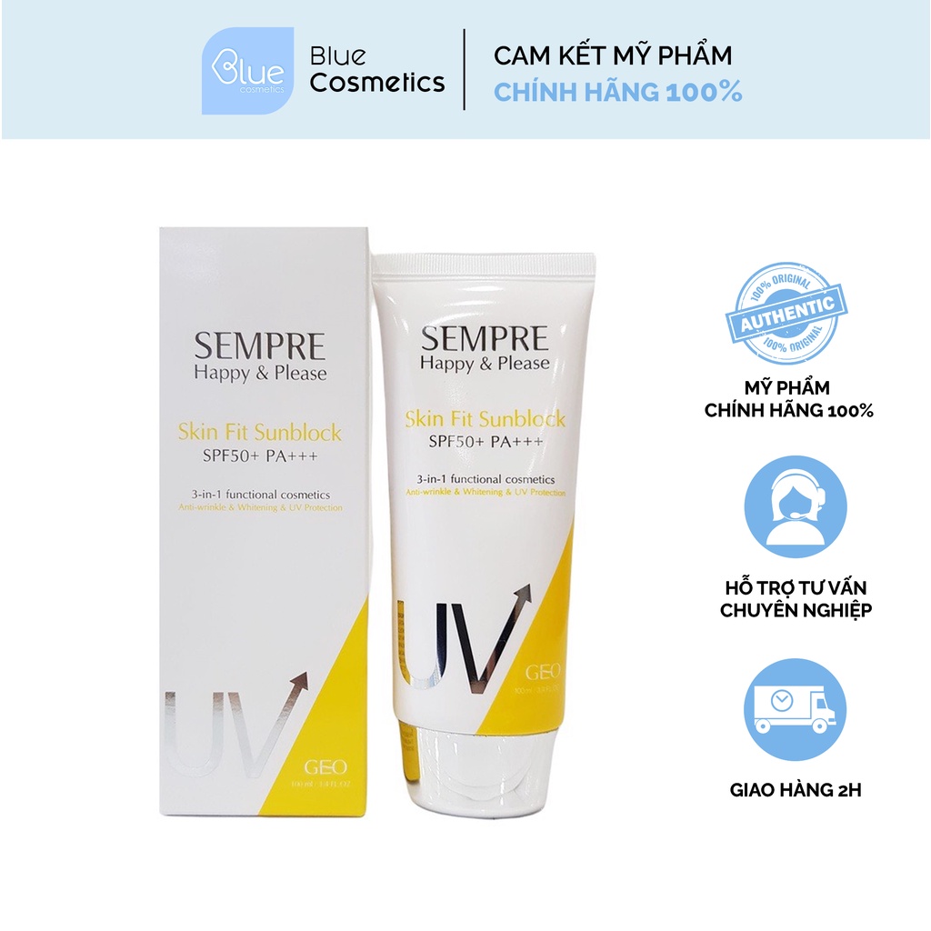 Kem chống nắng Geo Sempre Happy & Please Skin Fit Sunblock SPF 50+ PA+++