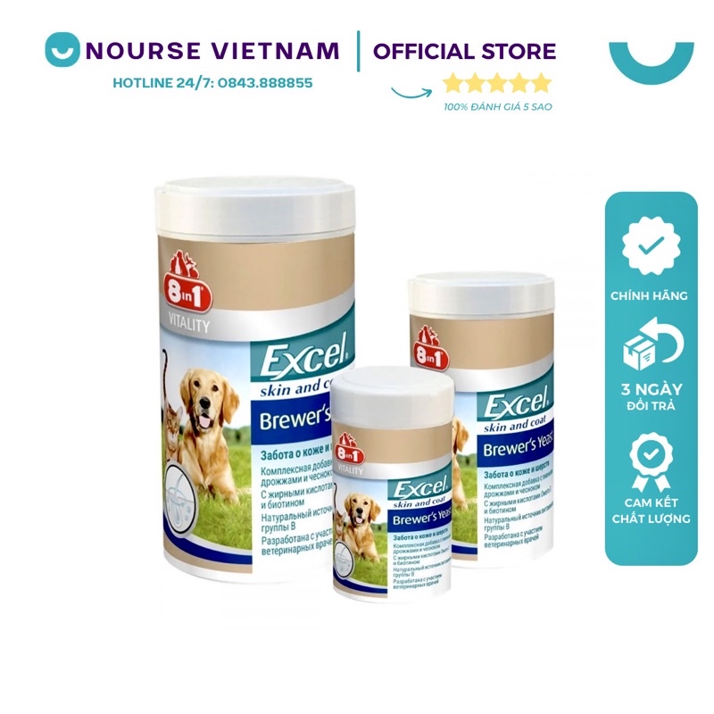 Viên dưỡng lông Excel 8in1 Brewers Yeast cho chó mèo