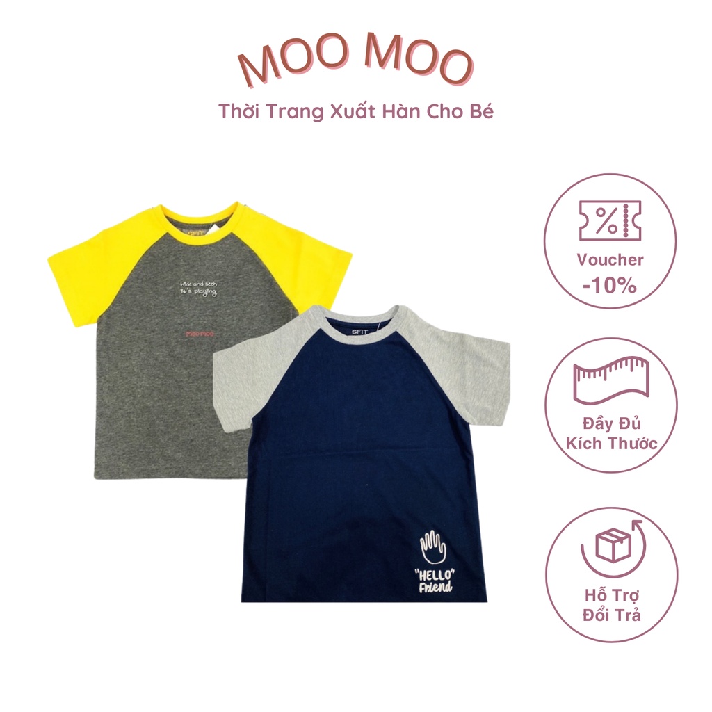 Áo phông bé trai hàn quốc cổ tròn ngắn tay in chữ ngộ nghĩnh dáng rộng chất cotton thoáng mát thời trang xuân hè
