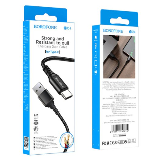 Cáp sạc dây dù Borofone BX54 Type C 2.4A  dài 1m