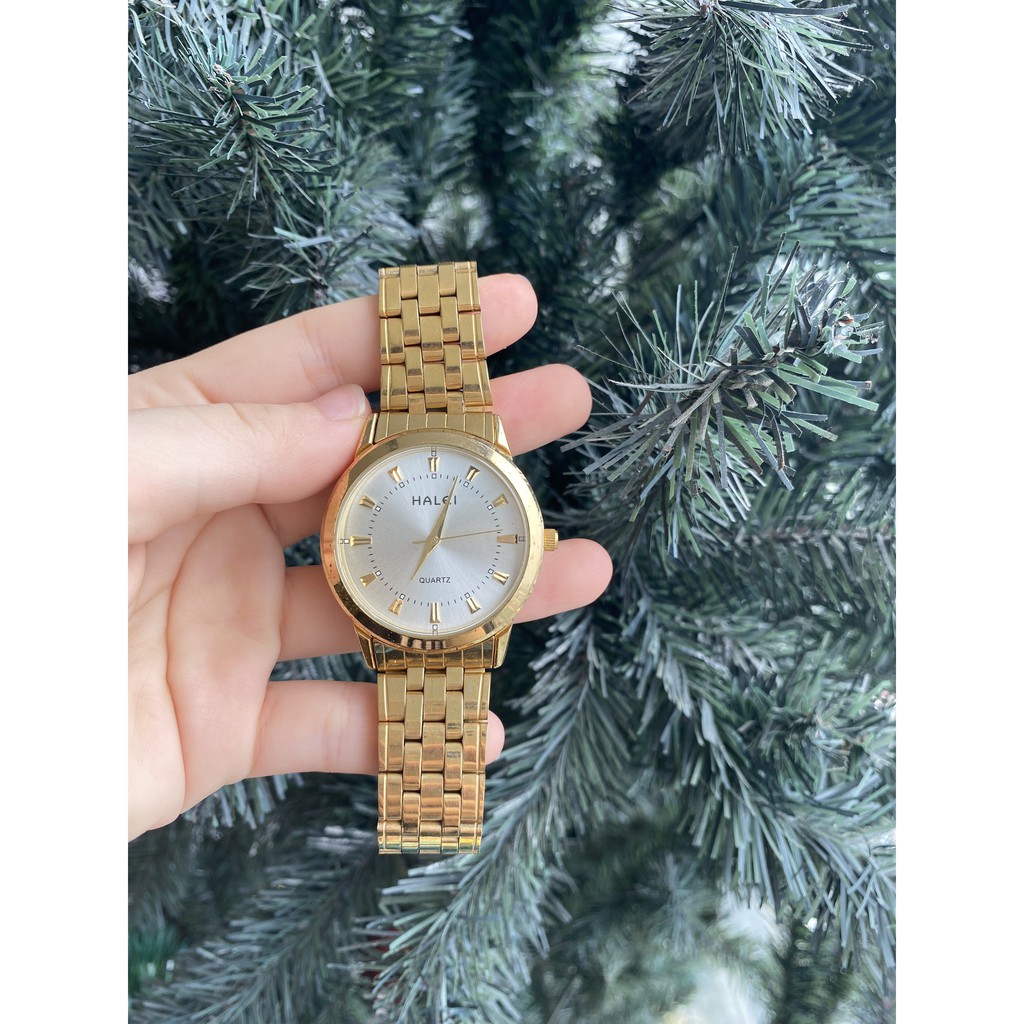 Đồng hồ nam đeo tay cặp chính hãng Halei dây kim loại