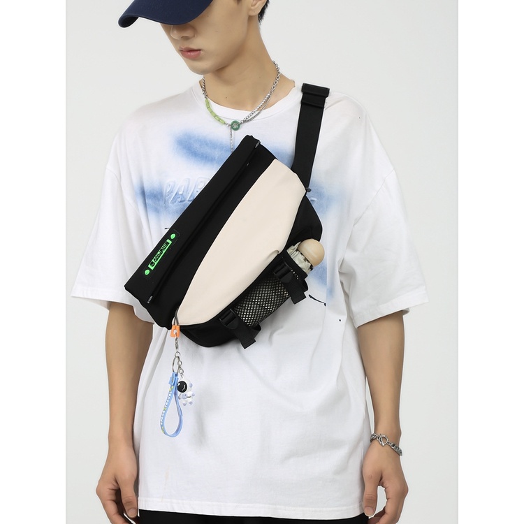 Túi đeo chéo ngực unisex nam nữ da pu cao cấp cá tính sắc màu thời trang thể thao chống nước 31x21x13