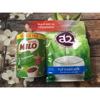 Sữa tươi dạng bột A2 và Milo Úc