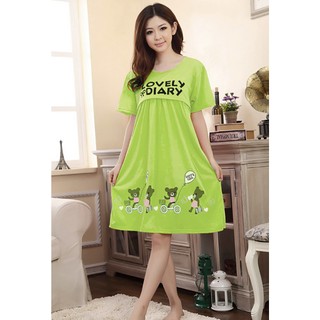  Đầm bầu mặc nhà  2 in 1 - bầu và cho bé bú - Thun cotton dày - mịn  (Mã số: DN278)