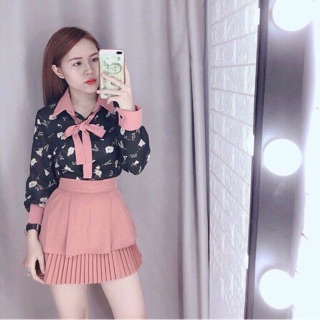 Chân váy quần phối dập li