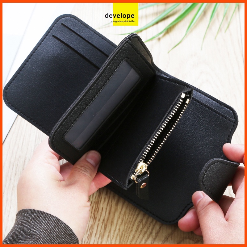 Ví nữ mini cầm tay 2 ngăn kéo da PU cao cấp thiết kế độc đáo đẹp mắt thời trang nhiều ngăn tiện dụng HX0073