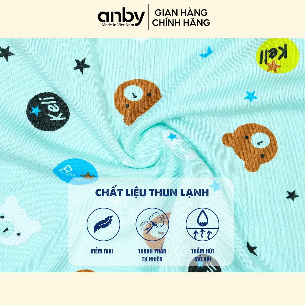 Quần áo trẻ em ANBY bộ thun lạnh sát nách nhiều màu cho bé từ 1 đến 5 tuổi hình gấu