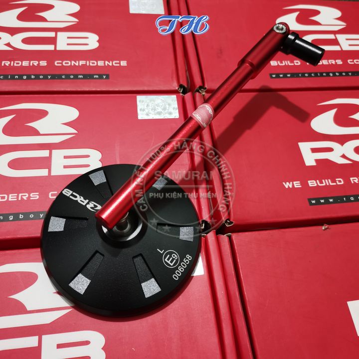 Kính xe máy thời trang tròn RCB S6 Adapter Chân Cao , Gương chiếu hậu xe máy Chính hãng Racing Boy