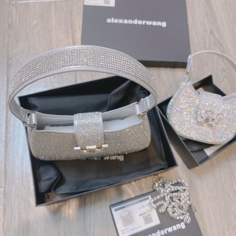 Túi kẹp nách Alex Wang đính nạm đá siêu lấp lánh Super fullbox size 15 22