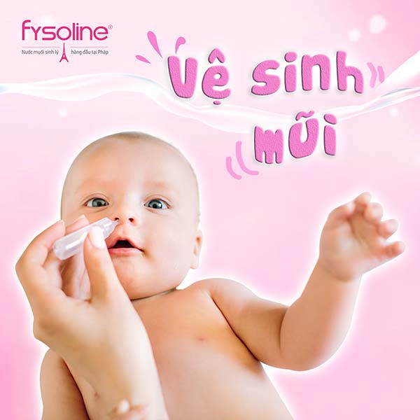 Nước muối sinh lý pháp Fysoline hồng ✅ 1 hộp 40 tép 5ml  ✅ Vệ sinh mắt, mũi, miệng cho bé