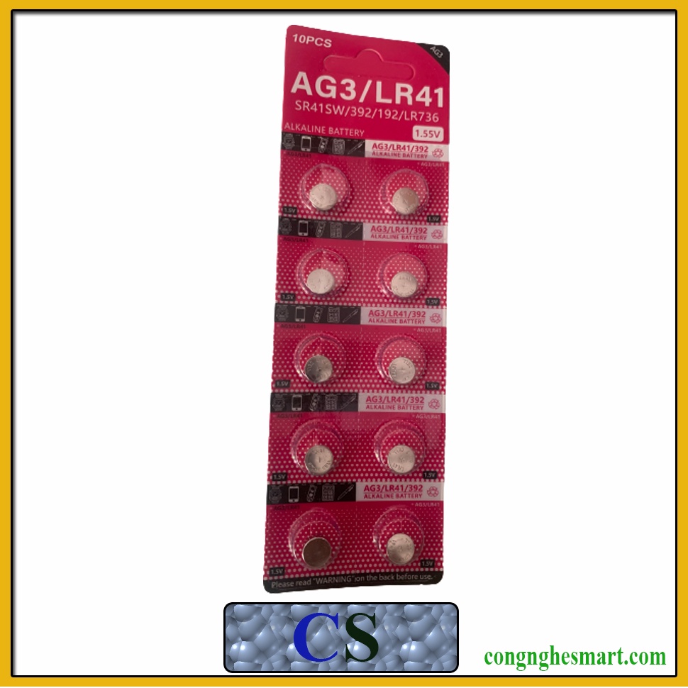 1 vỉ 10 viên pin cúc áo 1.55V AG3/ LR41 / SR41 / 392 / 192 Button Cell cho dồng hồ điện tử, đồ chơi, máy trợ thính