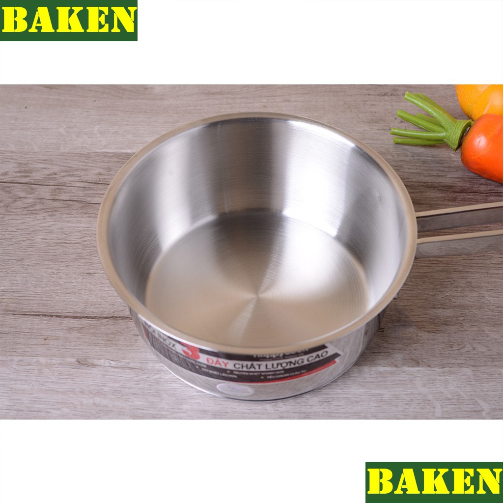 Quánh Quấy Bột Ăn Dặm Cho Bé HAPPYCOOK Milan Plus Q16-MLP - Nồi Quánh Inox 3 Đáy - BAKEN