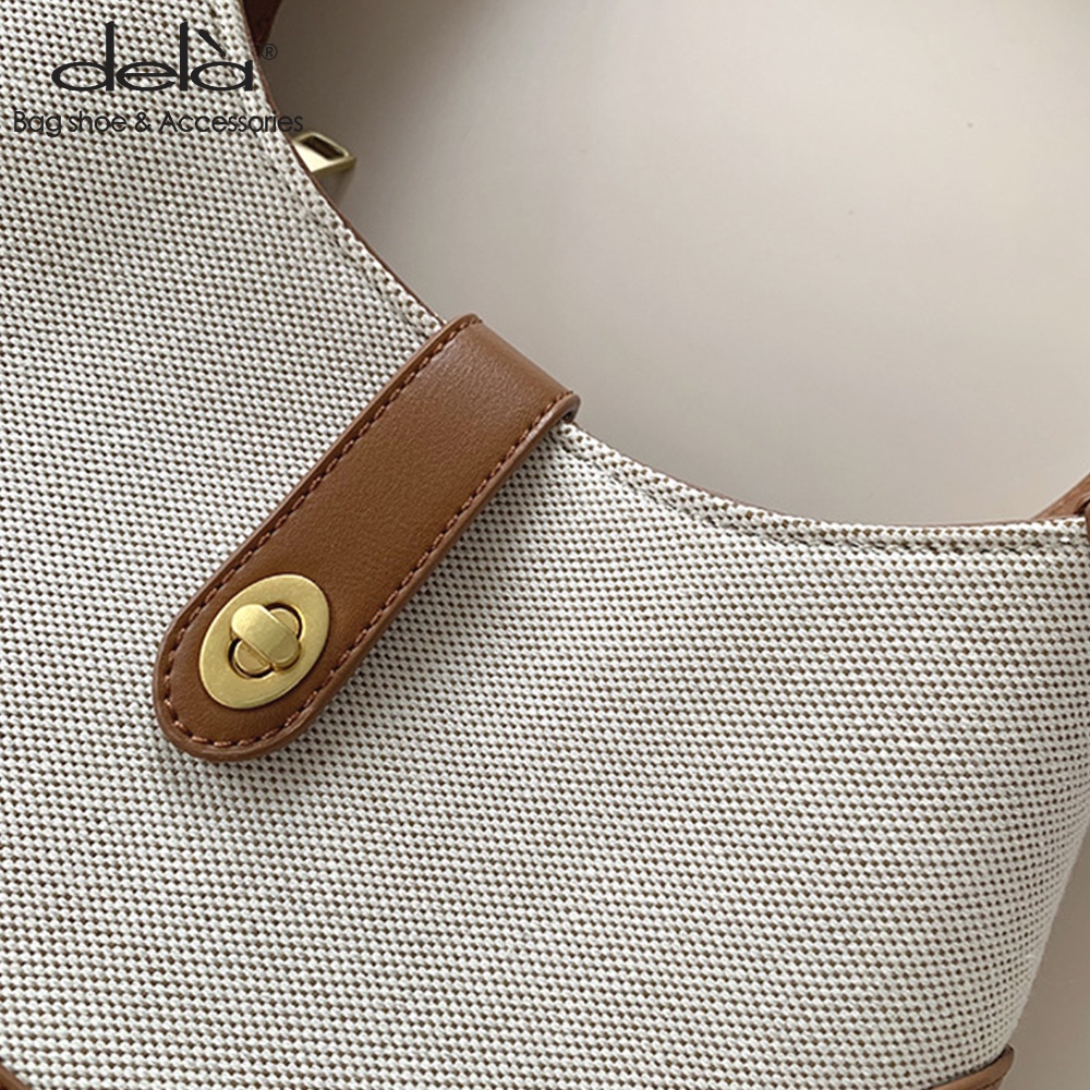 Dela Túi vải Ghép Màu Tương Phản retro Pháp Chất Lượng Cao Mùa Xuân Hè Mới Cho Nữ