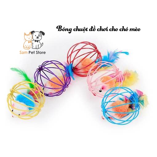 Đồ chơi bóng chuột lồng thư giản cho mèo