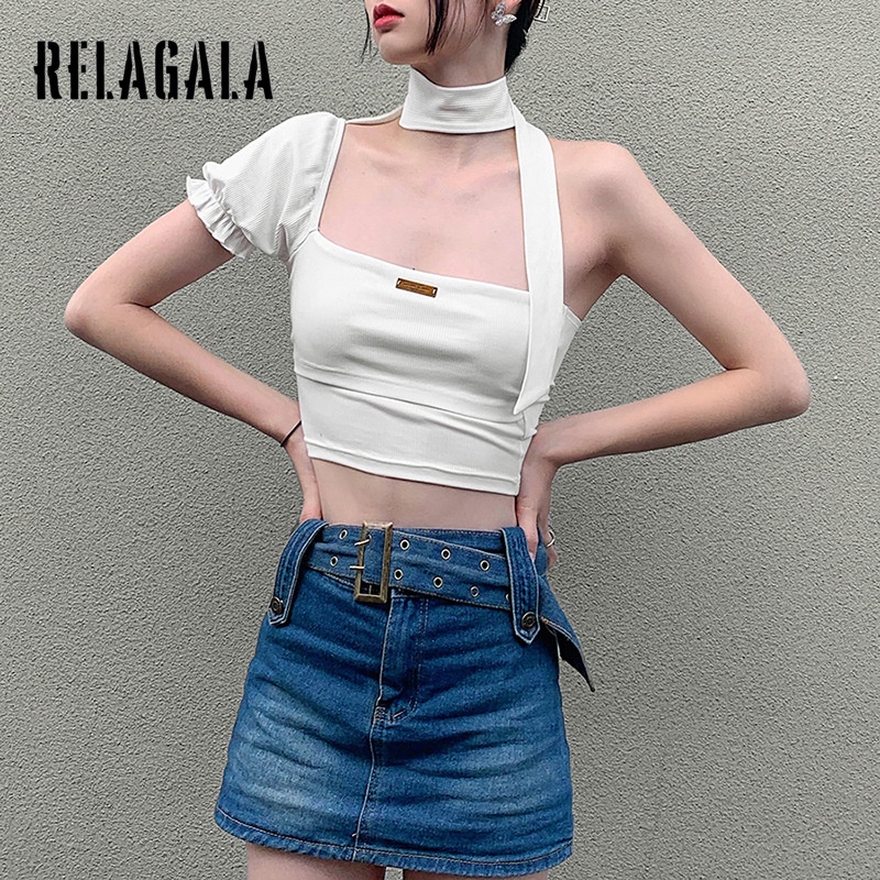 Áo Thun Tay Phồng Hở Rốn Màu Trơn Thời Trang Quyến Rũ Cho Nữ 2021 | BigBuy360 - bigbuy360.vn
