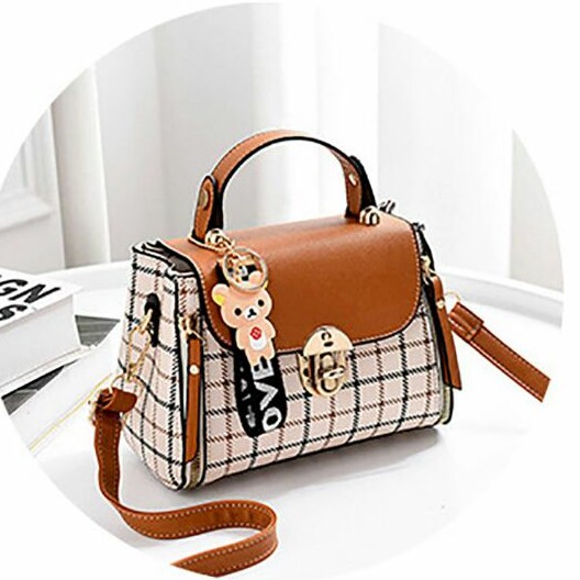 Túi xách nữ  FREESHIP  Túi Xách Nữ Đẹp 90c caro kèm gấu Thời Trang Siêu Đẹp Thiết Kế Thanh Lịch HÌNH THẬT SHOP TỰ CHỤP