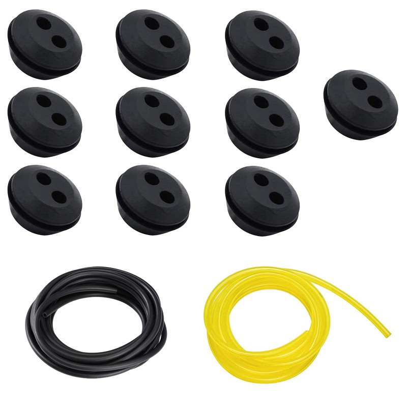 New Stock 10 Pcs 2 Holes Fuel Tank Grommet Rubber with Fuel Line Pipe