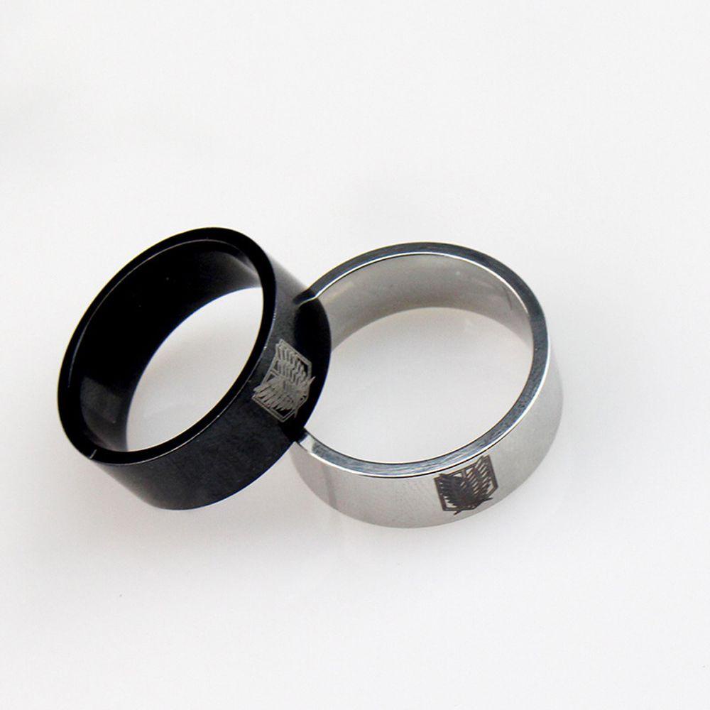 FORBETTER Jewelry Accessories Attack on Titan Rings Sliver Finger Rings Titanium Steel Ring 5 Colors Stainless Steel Jewelry Anime Fans Gifts Black for Men Women Wings Of Liberty Flag/Multicolor
