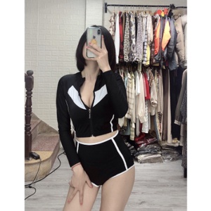 Đồ bơi nữ Bikini hai mảnh dài tay khóa kéo dáng quần đùi kín đáo VATIXA BKN98